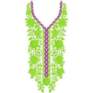 Elegant Green Floral Neck Embroidery Design