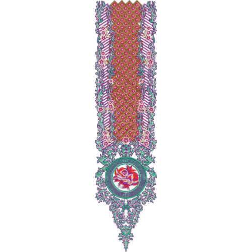 Elegant Multicolor Geometric Neck Embroidery Design