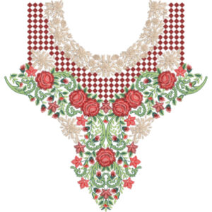 Elegant Red Floral Neck Embroidery Design