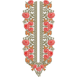 Classic Rose Floral Neckline Embroidery Design