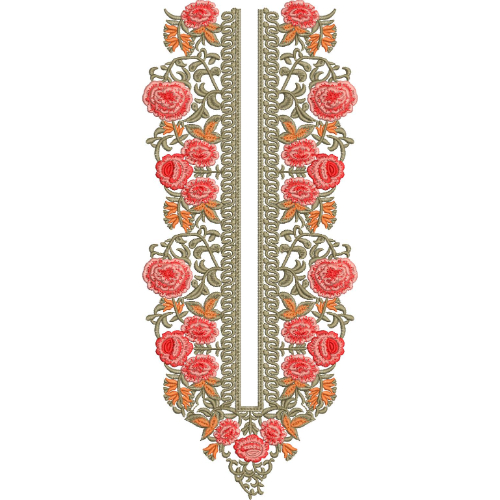 Classic Rose Floral Neckline Embroidery Design