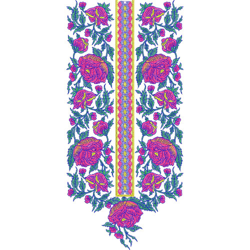 Royal Rose Floral Neckline Embroidery Design