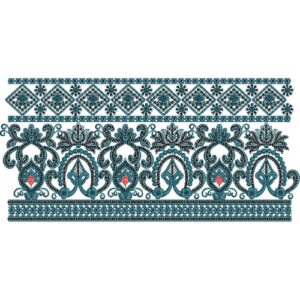 Baroque Arch and Diamond Trellis Lace Border Embroidery Design for Ethnic Wear