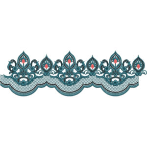 Ornate Scalloped Cutwork Floral Lace Border Embroidery Design for Luxury Outfits