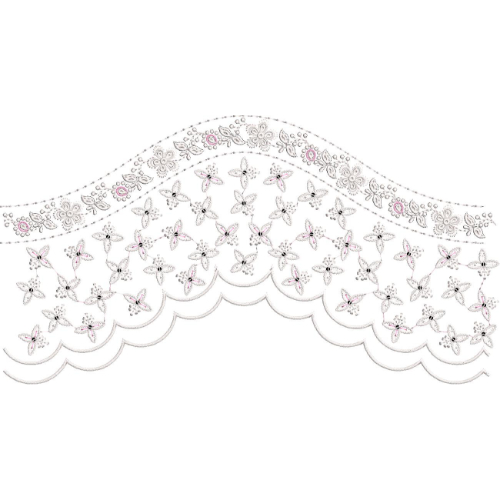 Graceful Arched Floral Scalloped Lace Border Embroidery Design for Ethnic Wear