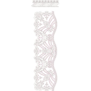 Ornate Wavy Floral Lace Border with Matching Trim Embroidery Design for Couture Wear