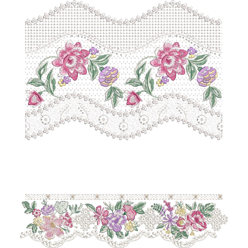 Floral Lace Mesh Scallop Border Embroidery Design for Designer Ethnic Wear