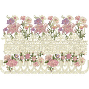 Luxury Botanical Floral Cutwork Lace Border Embroidery Design for Ethnic Couture