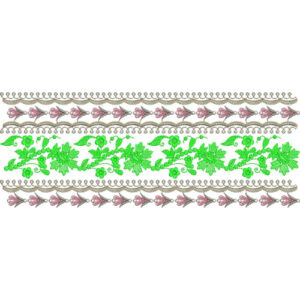 Floral Vine and Beaded Scallop Lace Border Embroidery Design for Ethnic Wear