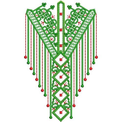 Fancy Men’s Kurta Neck Embroidery Design with Geometric Motifs