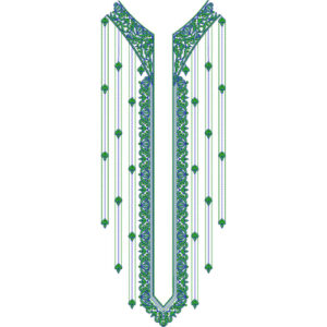 Elegant Men’s Kurta Neck Embroidery Design with Hanging Motifs