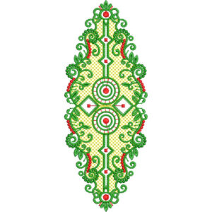 Elegant Green and Red Geometric Embroidery Design