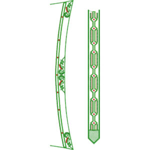 Green and Red Floral Geometric Embroidery Border Design