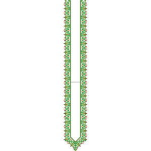 Green and Red Floral Neckline Embroidery Design