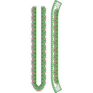 Green and Red Floral Neckline Embroidery Border Design