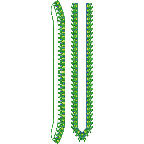 Stylish Men’s Green and Blue Floral Neckline Embroidery Design